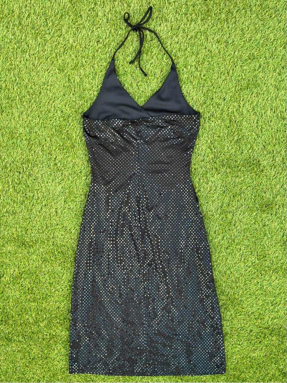 Le Château Black Polka Dot Halter Dress Medium - Picture 2 of 2